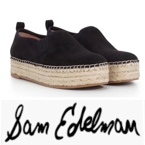 Sam Edelman Carrin Espadrille Platform Flats in Black Suede Leather Size 7 - Picture 14 of 15